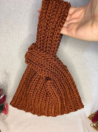 Borsa uncinetto nodo giapponese marrone