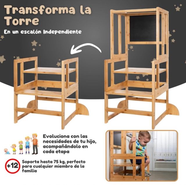 Torre de aprendizaje infantil madera