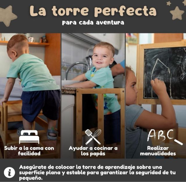 Torre de aprendizaje infantil madera