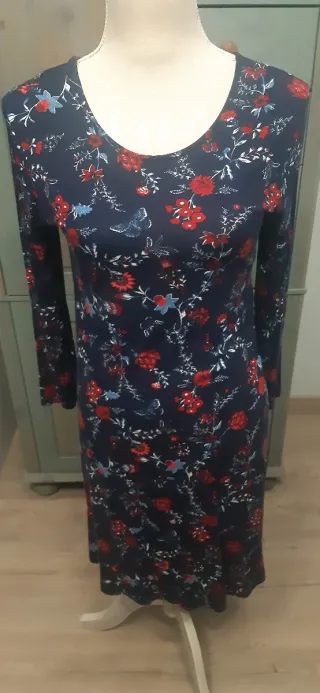 Vestido Springfield floral azul y rojo