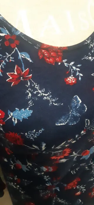 Vestido Springfield floral azul y rojo