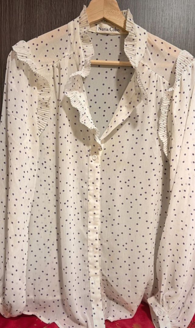 Camisa gasa lunares malva Nuria Cobo