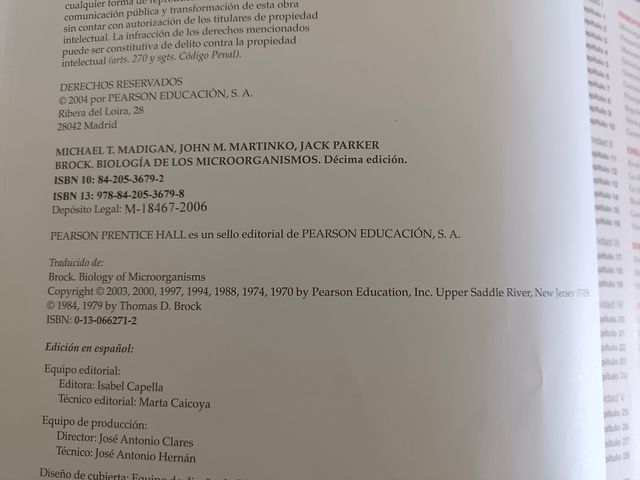 Brock, Biologia de Los Microorganismos, 10 edic...