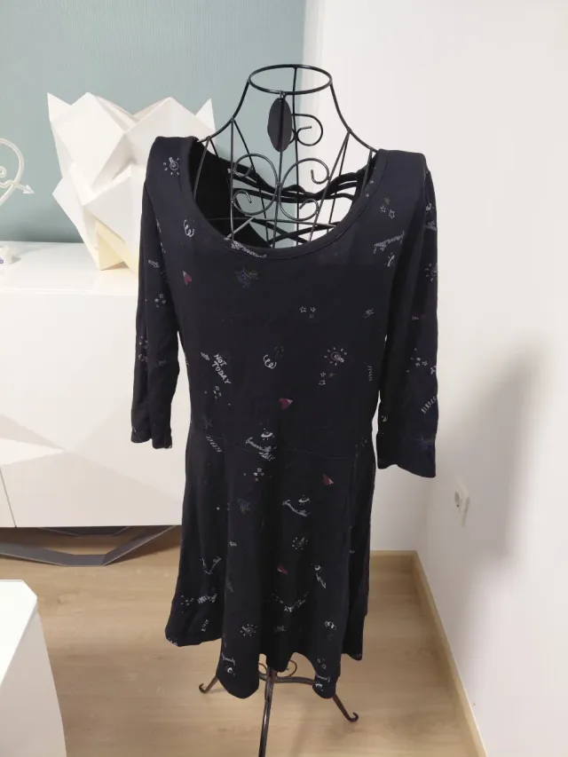 Vestido negro estampado talla XL