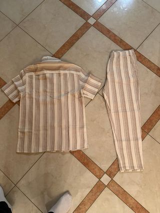 Completo Zara righe beige/marrone taglia M