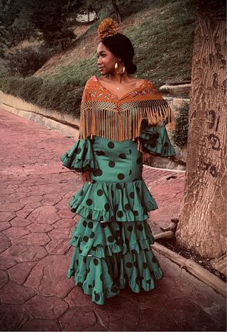 Traje Flamenca Verde Botella