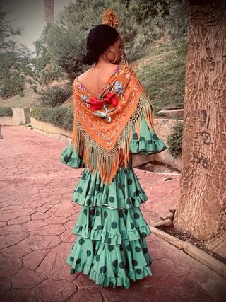 Traje Flamenca Verde Botella