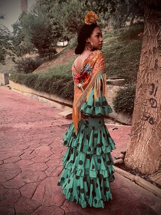 Traje Flamenca Verde Botella