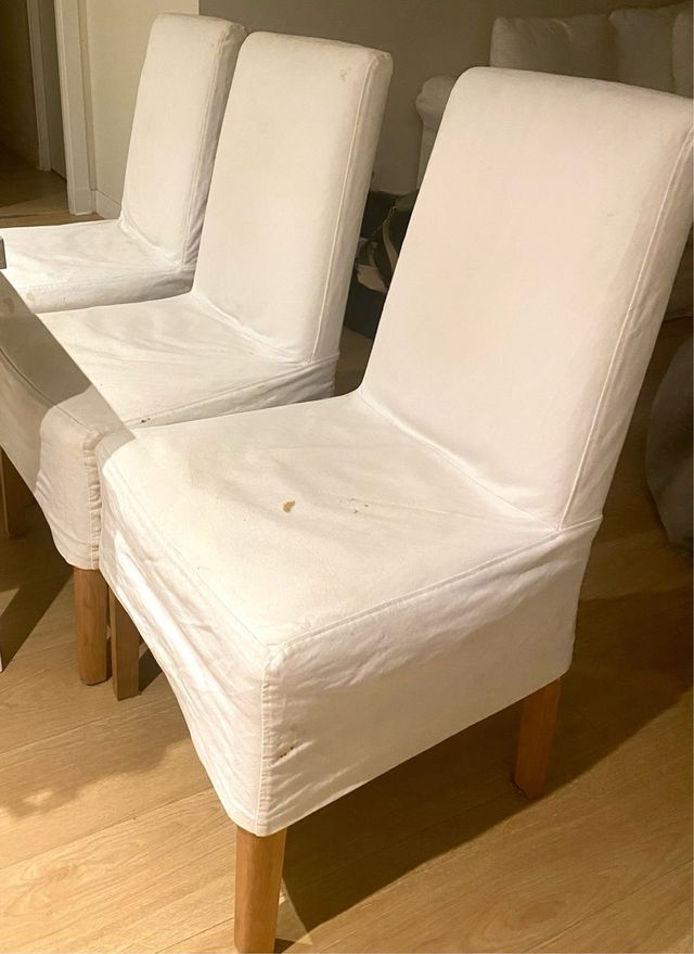 Set de 3 Sillas BERGMUND IKEA Funda Larga Blanca