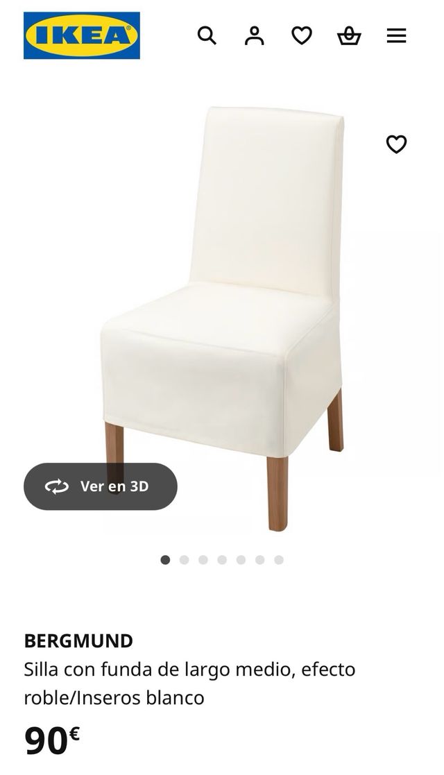 Set de 3 Sillas BERGMUND IKEA Funda Larga Blanca