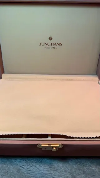 Scatola per orologi Junghans arancione e dorata