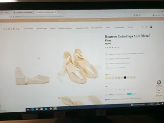 Alpargatas Romero Cuña Baja Ante Metal Oro