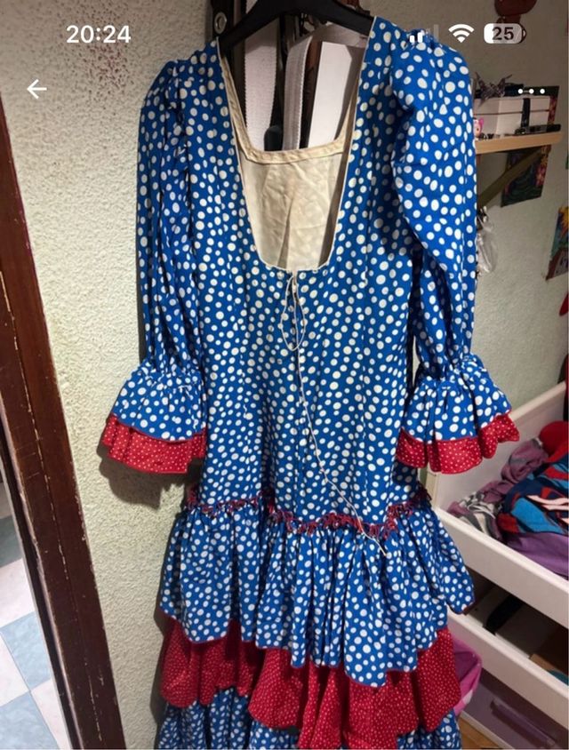Vestido Rociero Azul y Rojo