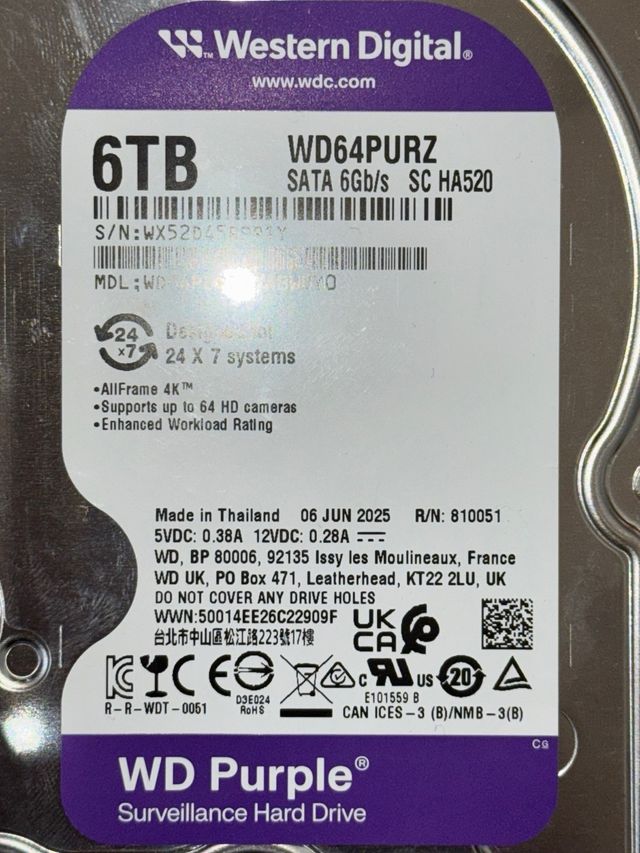 Disco Duro WD Purple 6TB