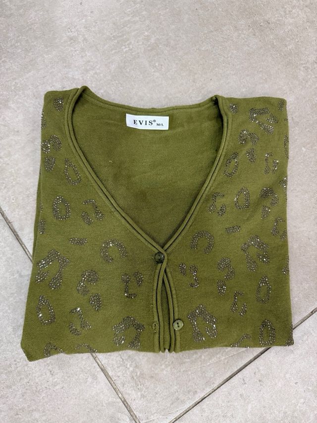 Cardigan Evis verde con strass