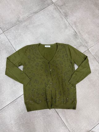 Cardigan Evis verde con strass