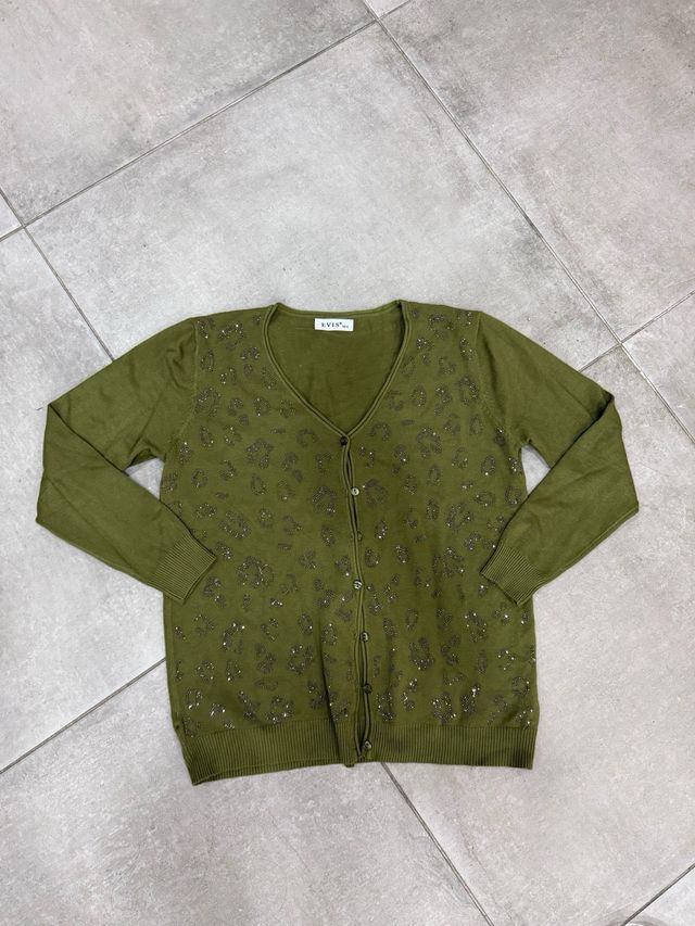 Cardigan Evis verde con strass