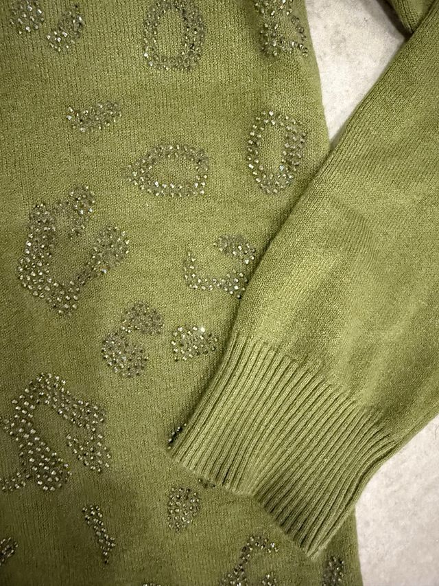 Cardigan Evis verde con strass
