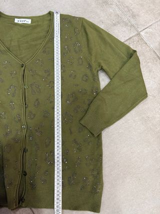 Cardigan Evis verde con strass