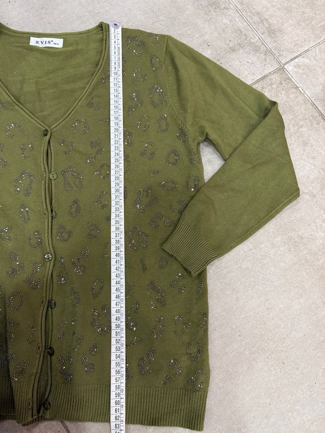 Cardigan Evis verde con strass