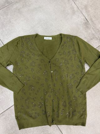 Cardigan Evis verde con strass