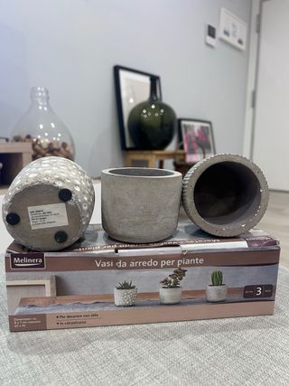 Set di 3 Vasi da Fiori in Cemento Melinera 8x7cm