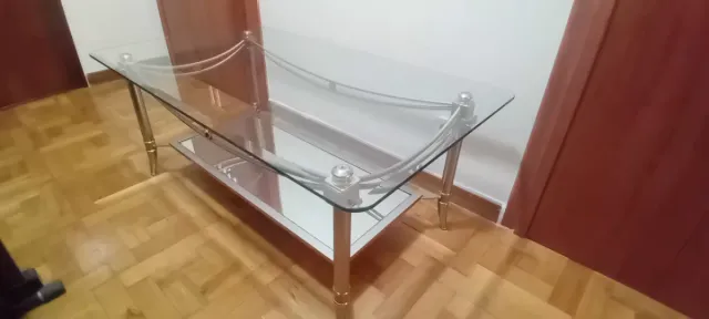 Mesa de centro cristal y metal