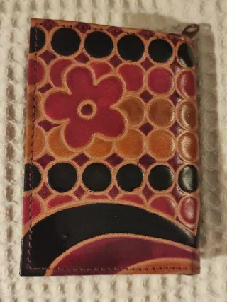 Cartera/monedero cuero estampado floral