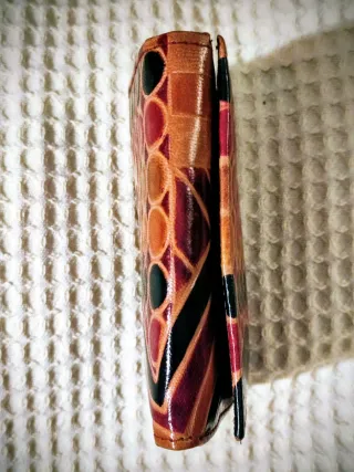 Cartera/monedero cuero estampado floral