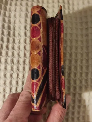 Cartera/monedero cuero estampado floral