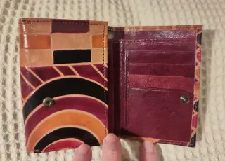 Cartera/monedero cuero estampado floral