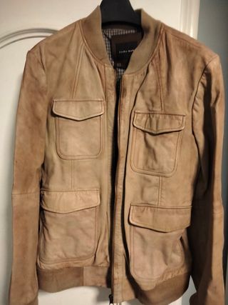 Cazadora Zara Cuero Camel Talla M