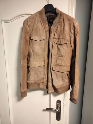 Cazadora Zara Cuero Camel Talla M