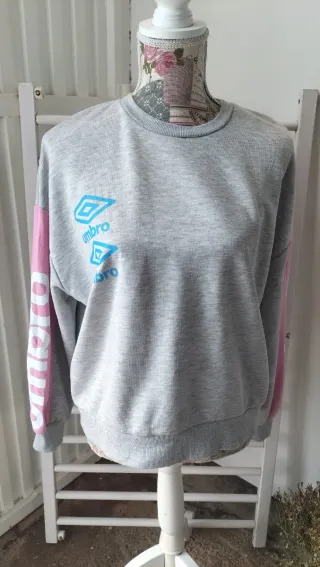 Sudadera Umbro Manga Larga Mujer Gris y rosa