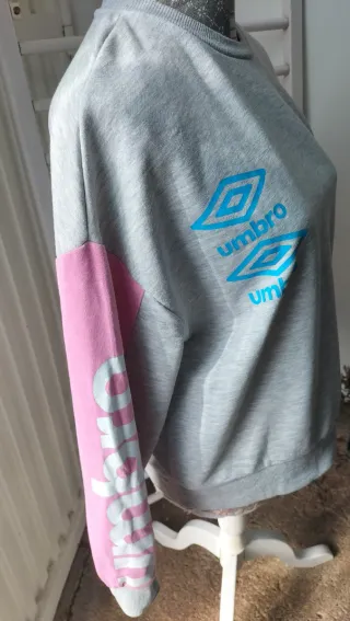 Sudadera Umbro Manga Larga Mujer Gris y rosa