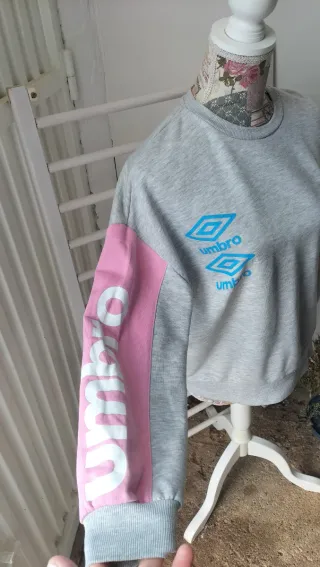 Sudadera Umbro Manga Larga Mujer Gris y rosa