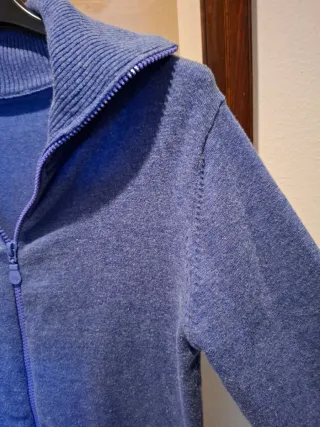 Maglia lana e seta donna zip azzurra M