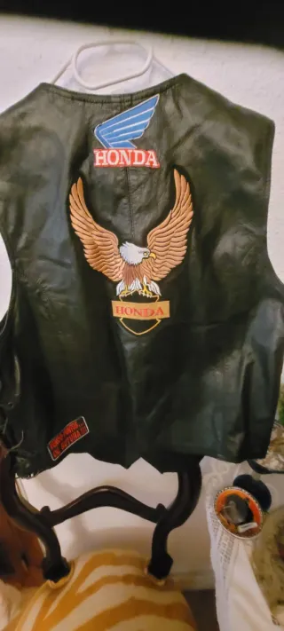Chaleco de cuero Honda motero