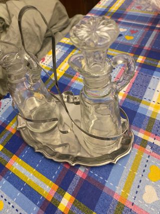 Set Oliera Vintage Vetro e Metallo