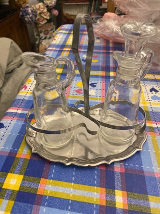 Set Oliera Vintage Vetro e Metallo