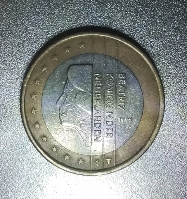 Moneta 1€ Paesi Bassi 1999 con errore