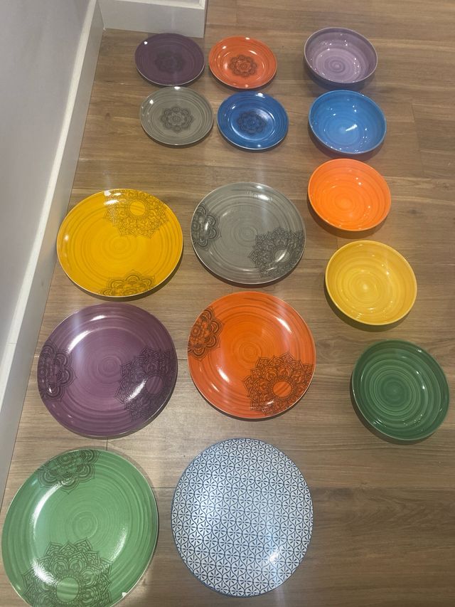 Vajilla cerámica colores 3 tamaños