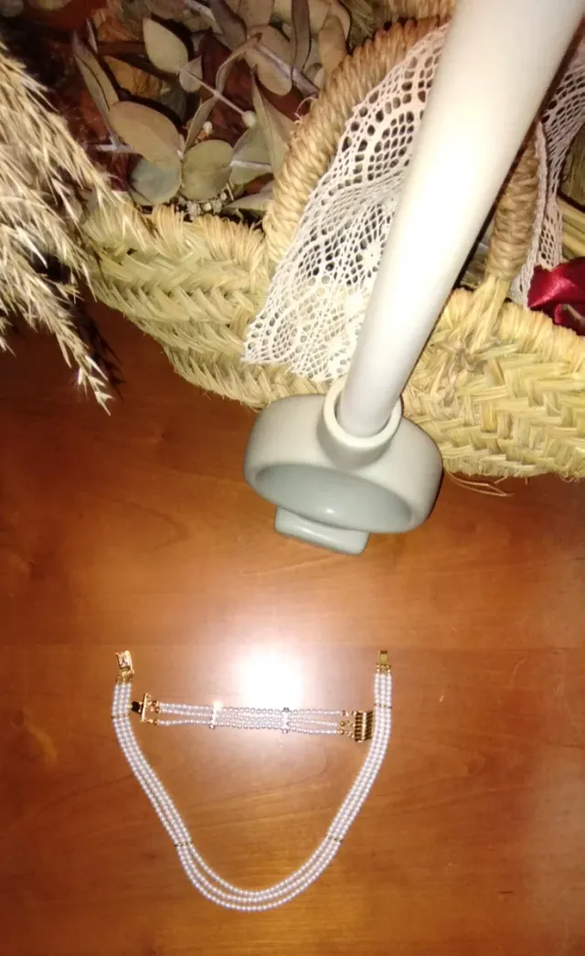 Conjunto Collar y Pulsera Perla y Oro Fallera