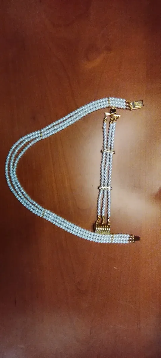 Conjunto Collar y Pulsera Perla y Oro Fallera