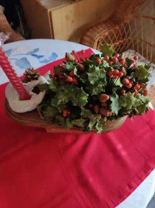 Centro de Navidad Artesanal con Vela y piña+REGALO