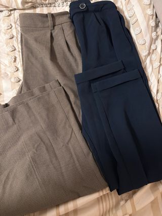 Pantalones Zara y Pull&Bear marrones y azules