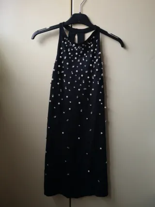 Abito Zara nero con perle e strass