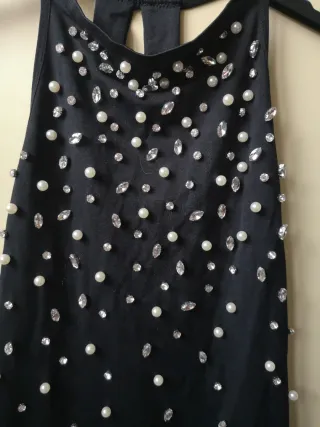 Abito Zara nero con perle e strass