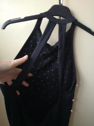 Abito Zara nero con perle e strass