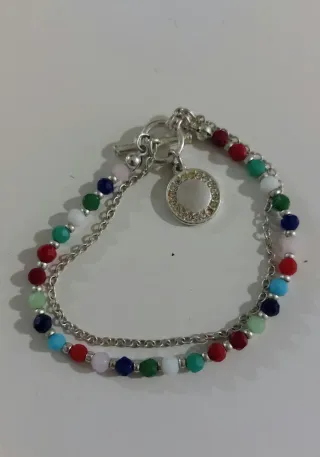 Pulsera doble con charm y piedras